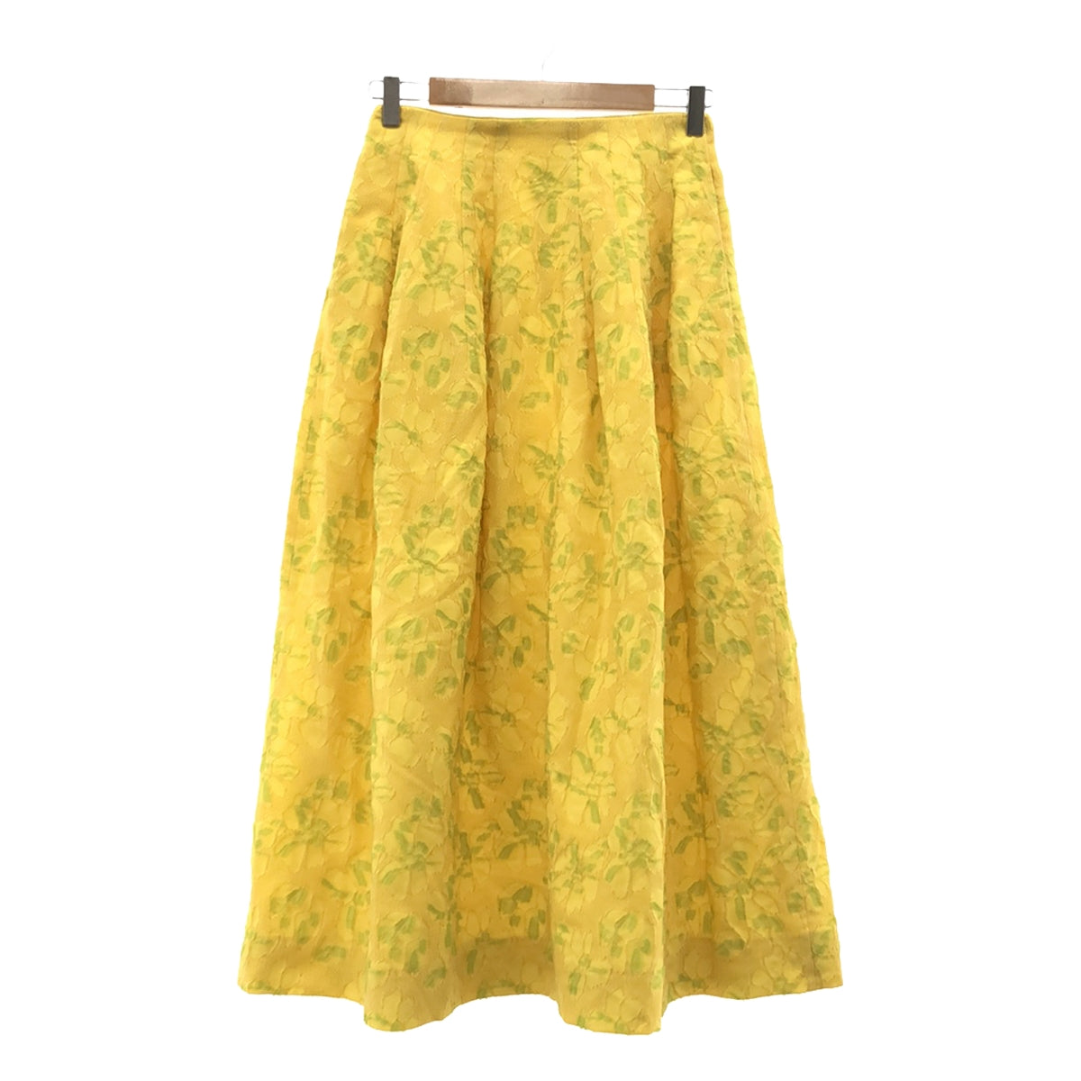 [Beautiful Condition] Drawer | SPRING Flower Jacquard Dart Flare Skirt / Fully Lined | Size 36 | Yellow | Women's