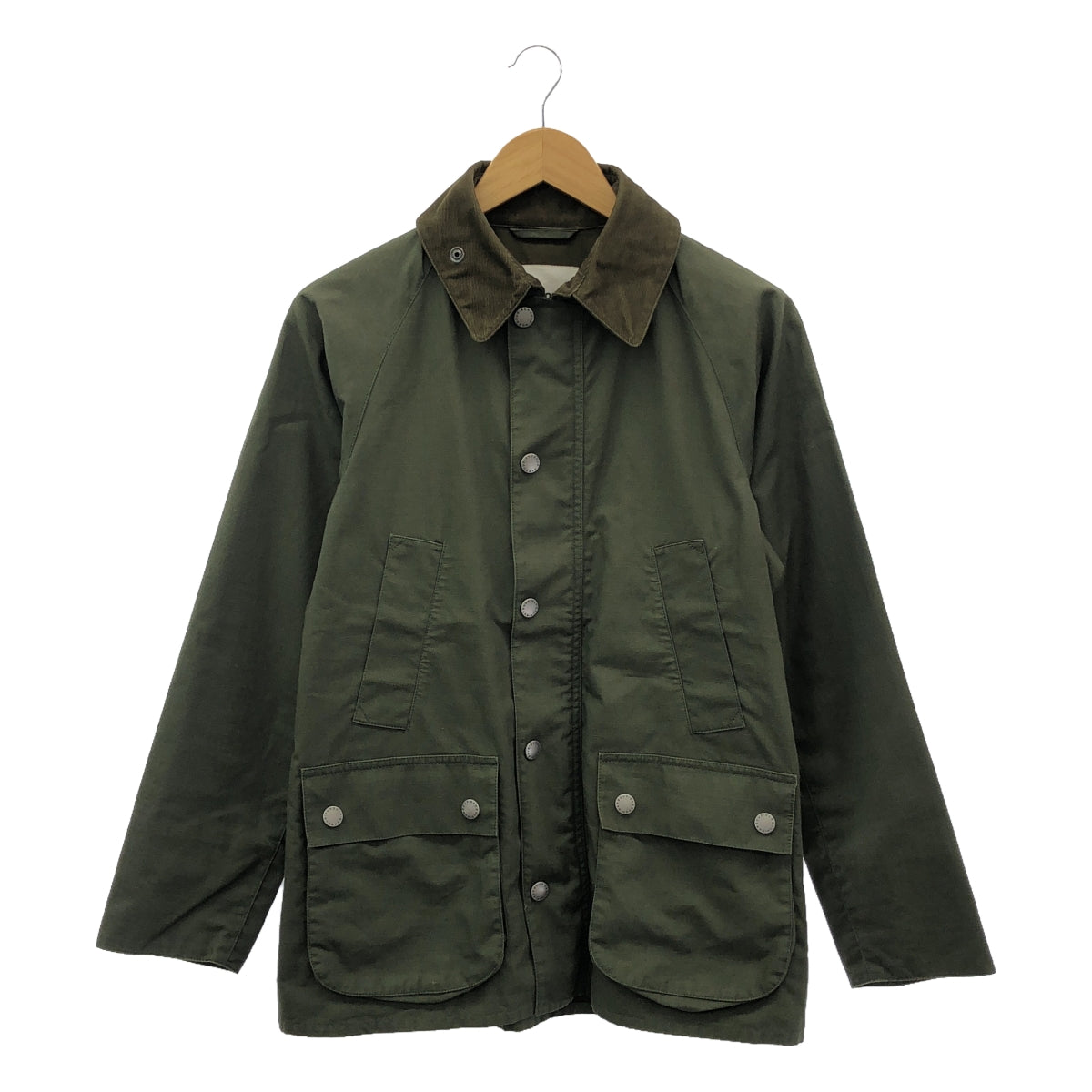 Barbour / バブアー | × BEAMS ビームス別注 BEDALE SL RIPSTOP ビデイル リネン混 襟コーデュロイ リップストップ ジャケット | S | オリーブ | メンズ