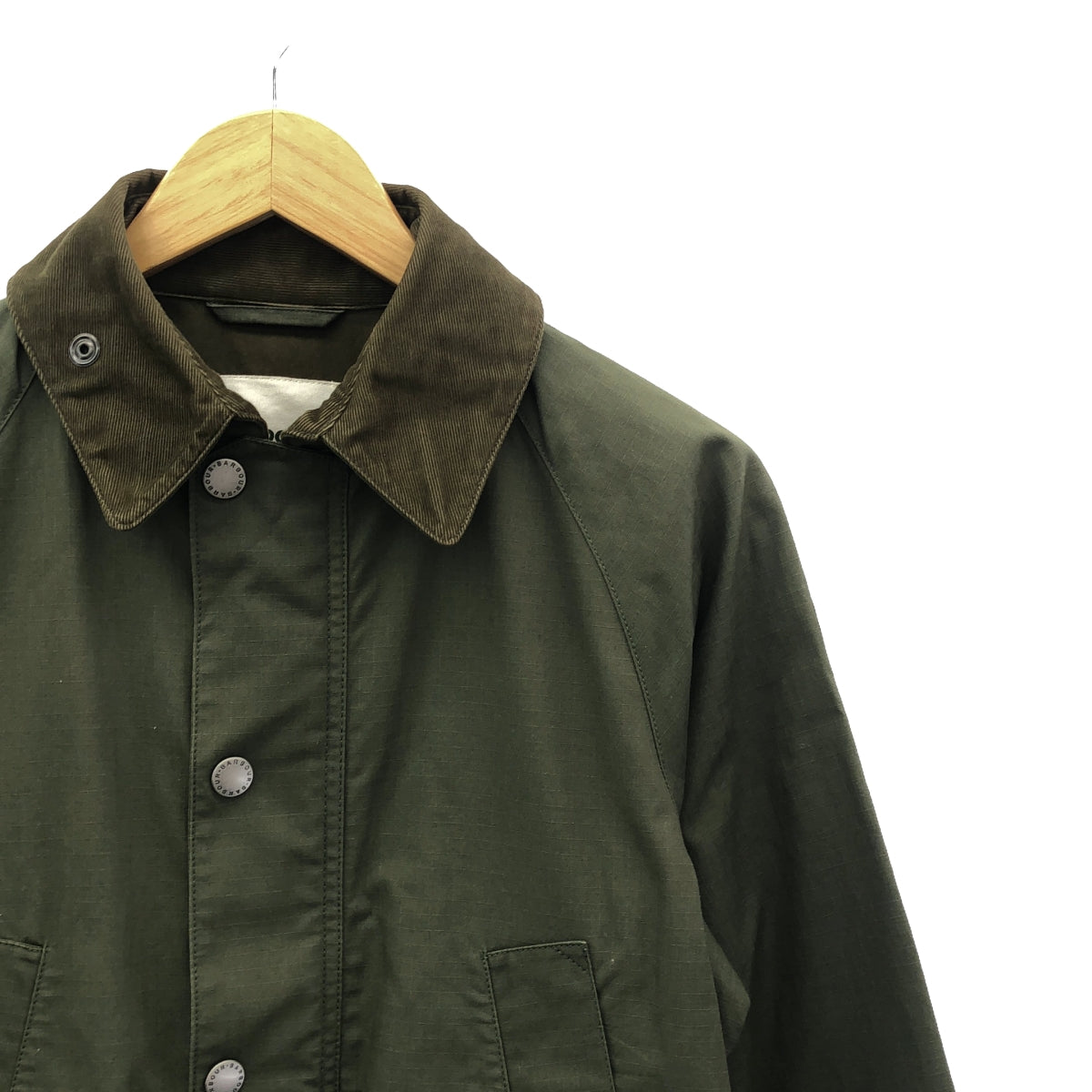 Barbour / バブアー | × BEAMS ビームス別注 BEDALE SL RIPSTOP ビデイル リネン混 襟コーデュロイ リップストップ ジャケット | S | オリーブ | メンズ