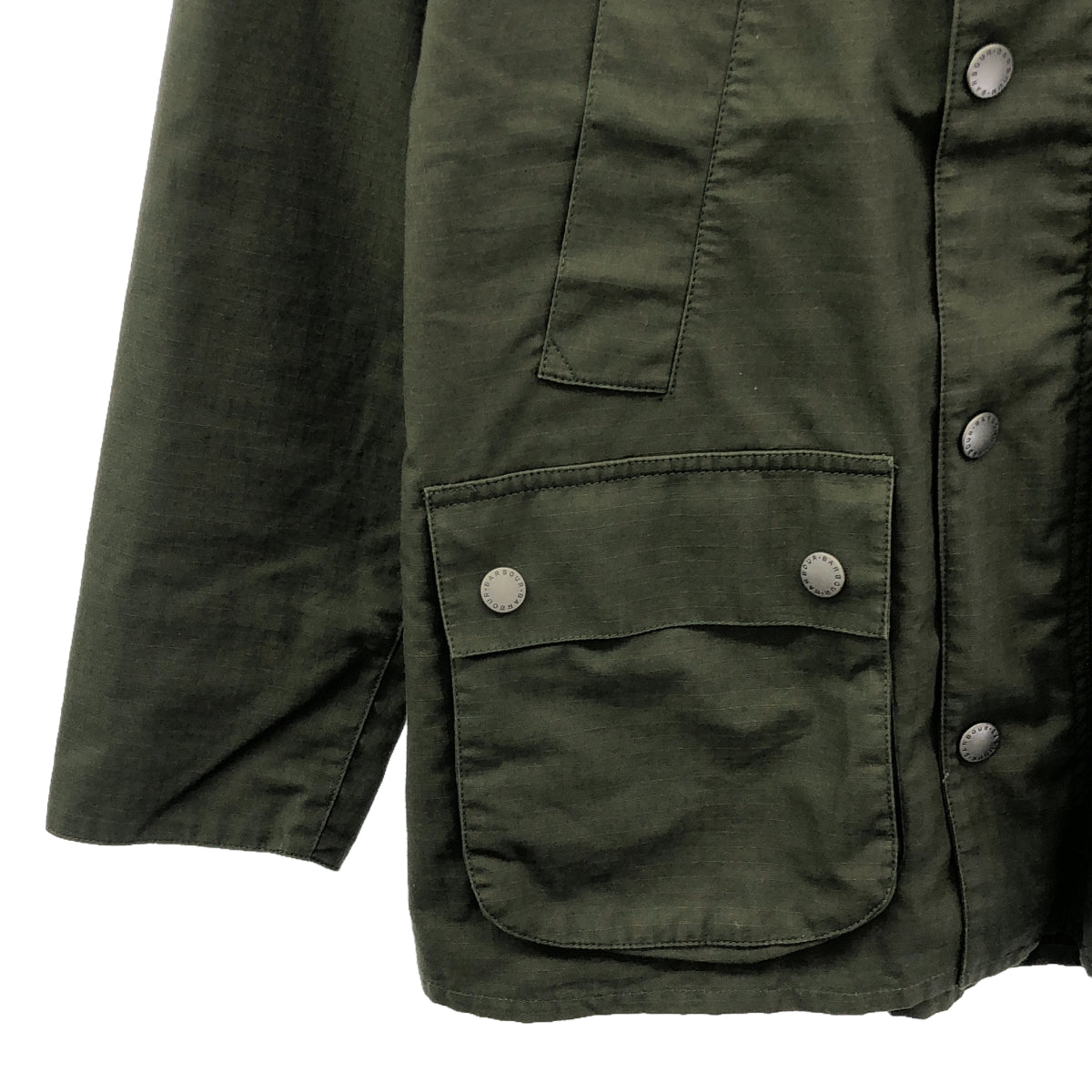 Barbour / バブアー | × BEAMS ビームス別注 BEDALE SL RIPSTOP ビデイル リネン混 襟コーデュロイ リップストップ ジャケット | S | オリーブ | メンズ