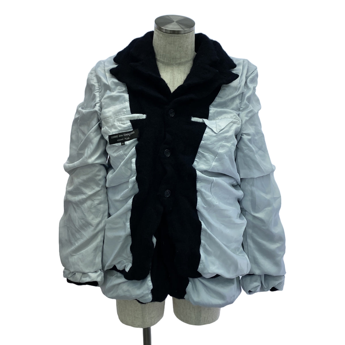 COMME des GARCONS HOMME PLUS / 콤데 갤슨 옴플루스 | 2024AW | 울 축융 인사이드 아웃 레이어드 재킷 | M | 블랙 / 화이트 | 남성