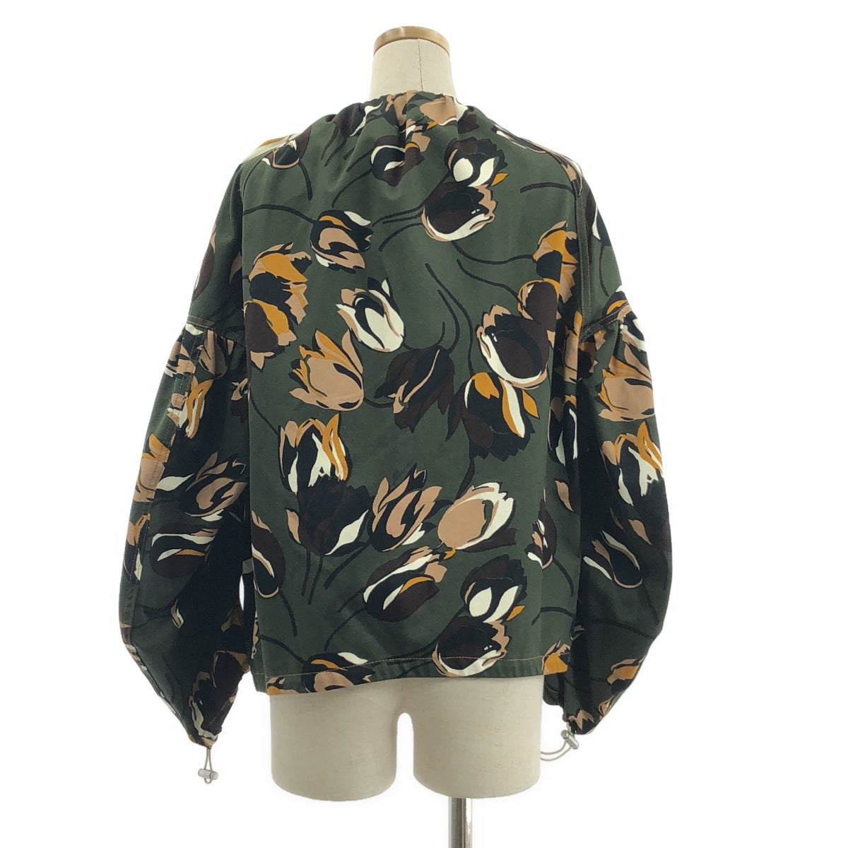 MARNI / 마르니 | 총 무늬 드로 스트링 개더 볼륨 블루존 재킷 | 36 | 그린 | 여성