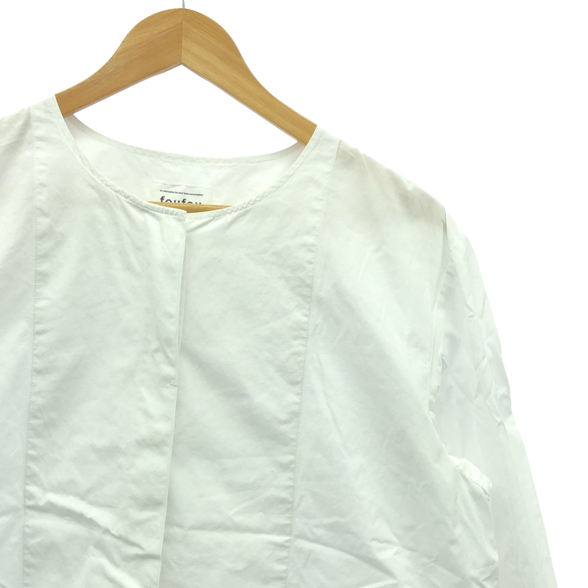 foufou / フーフー | no collar broadcloth shirts / ノーカラー ブロードクロス シャツ | ホワイト | レディース