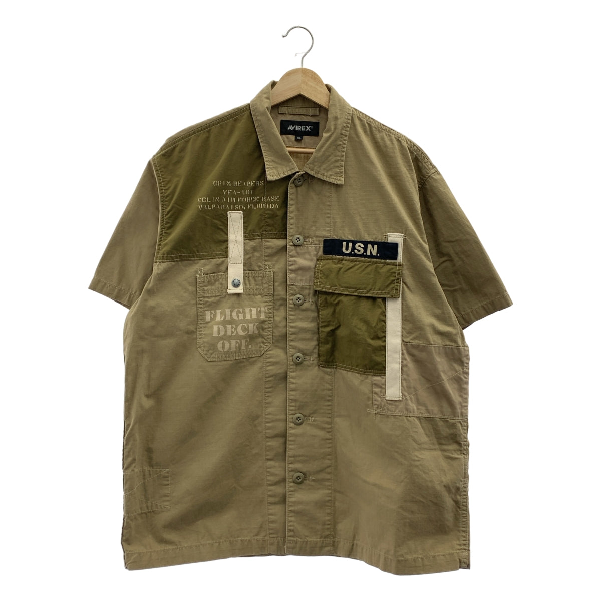AVIREX / 아빌렉스 | 리메이크 밀리터리 셔츠 | 2XL | 남성
