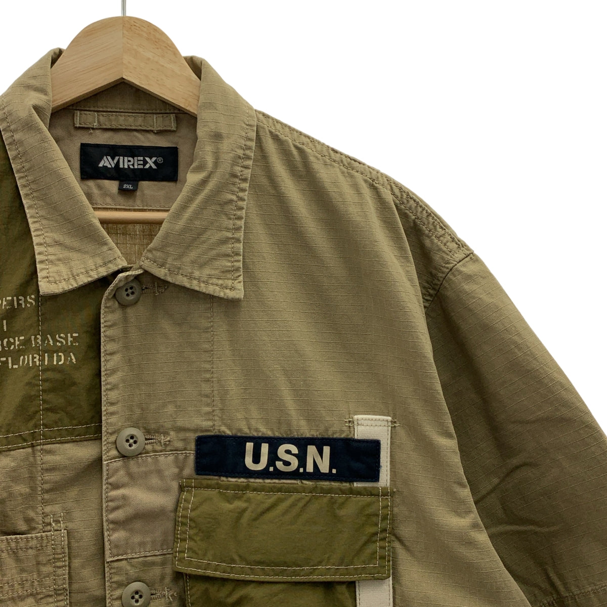 AVIREX / アヴィレックス | リメイク ミリタリー シャツ | 2XL