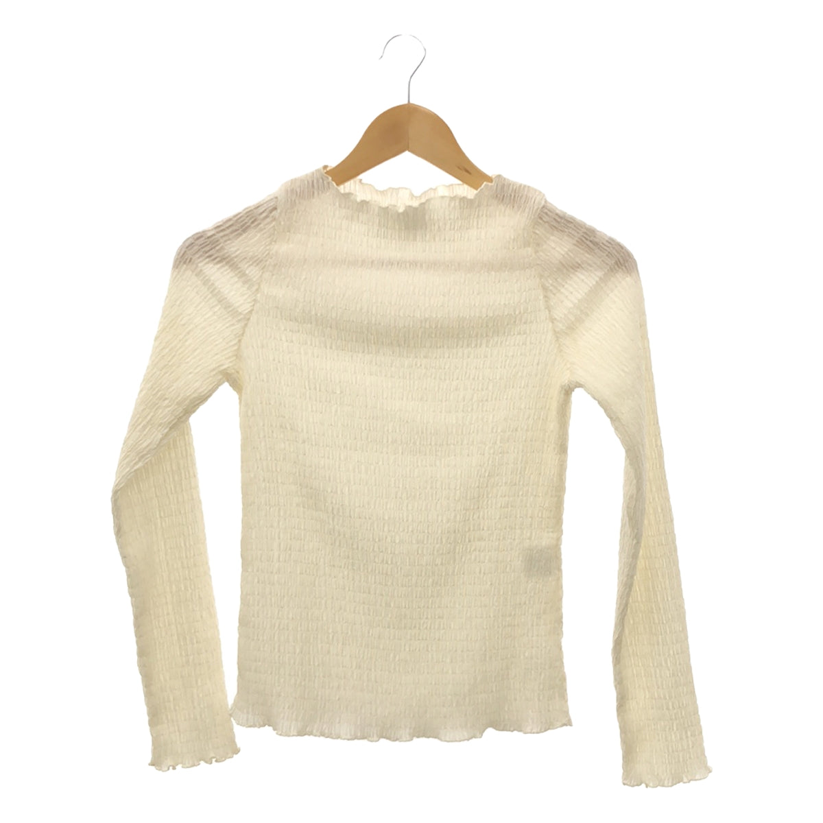 Ron Herman | Polyester shirred long sleeve top | S | White | Women's