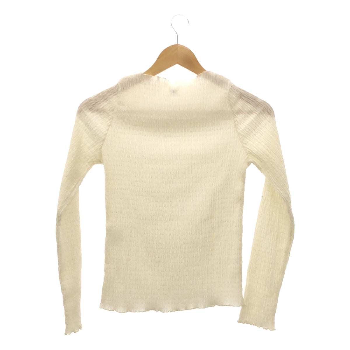 Ron Herman | Polyester shirred long sleeve top | S | White | Women's