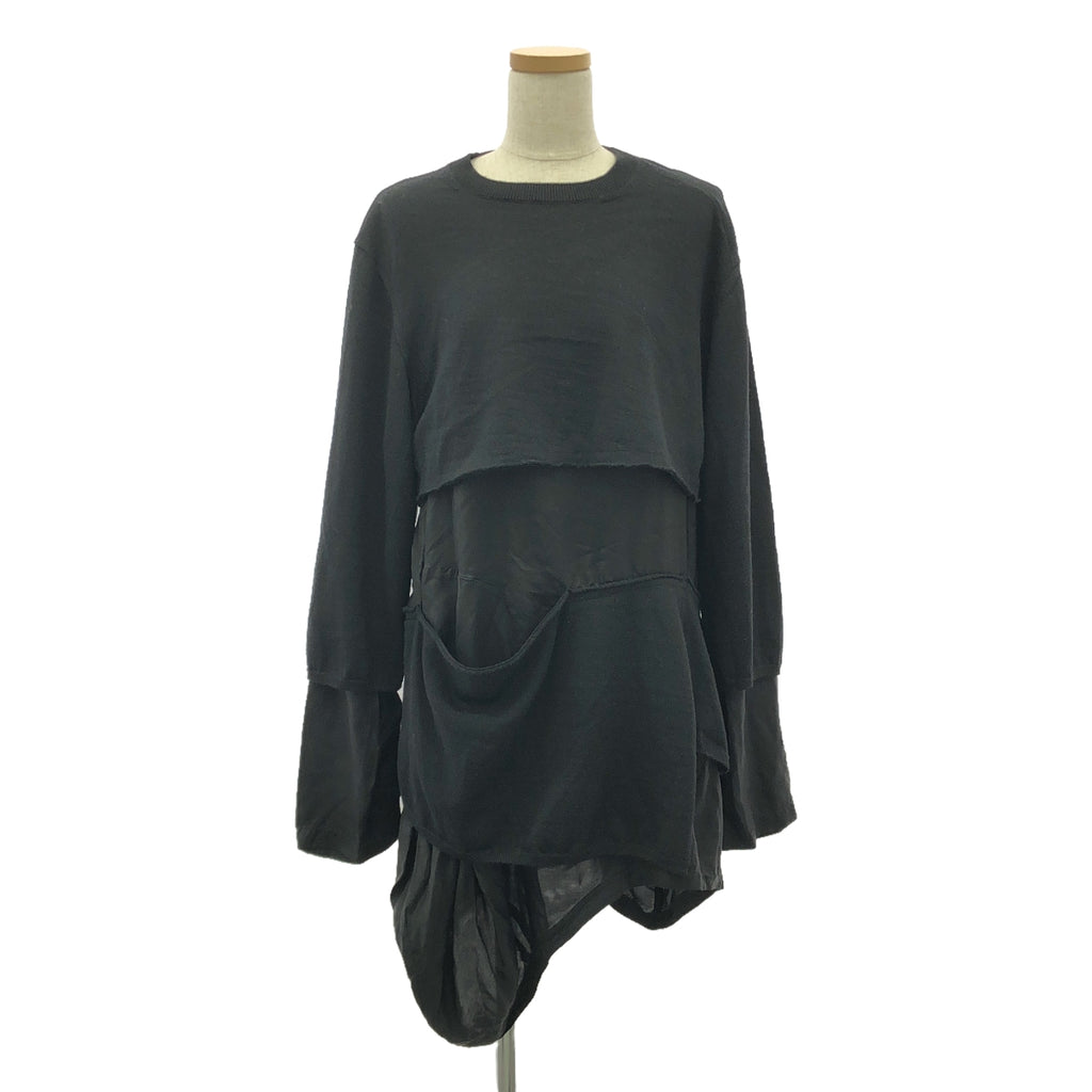 COMME des GARCONS | 2022秋冬 |不對稱針織連身裙，採用分層和變形面料 | S |黑色 |女性的