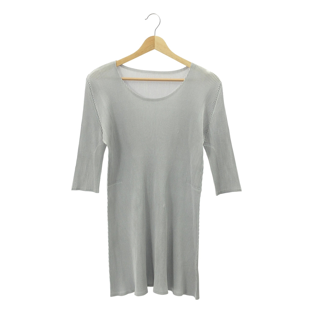 PLEATS PLEASE ISSEY MIYAKE / プリーツプリーズイッセイミヤケ | プリーツ 七分丈  カットソー | 3 | グレー | レディース