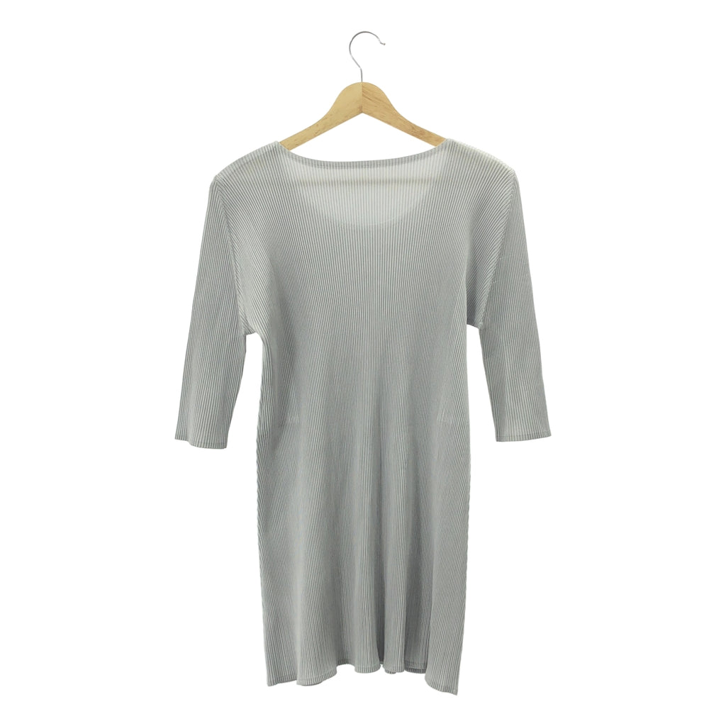 PLEATS PLEASE ISSEY MIYAKE / プリーツプリーズイッセイミヤケ | プリーツ 七分丈  カットソー | 3 | グレー | レディース