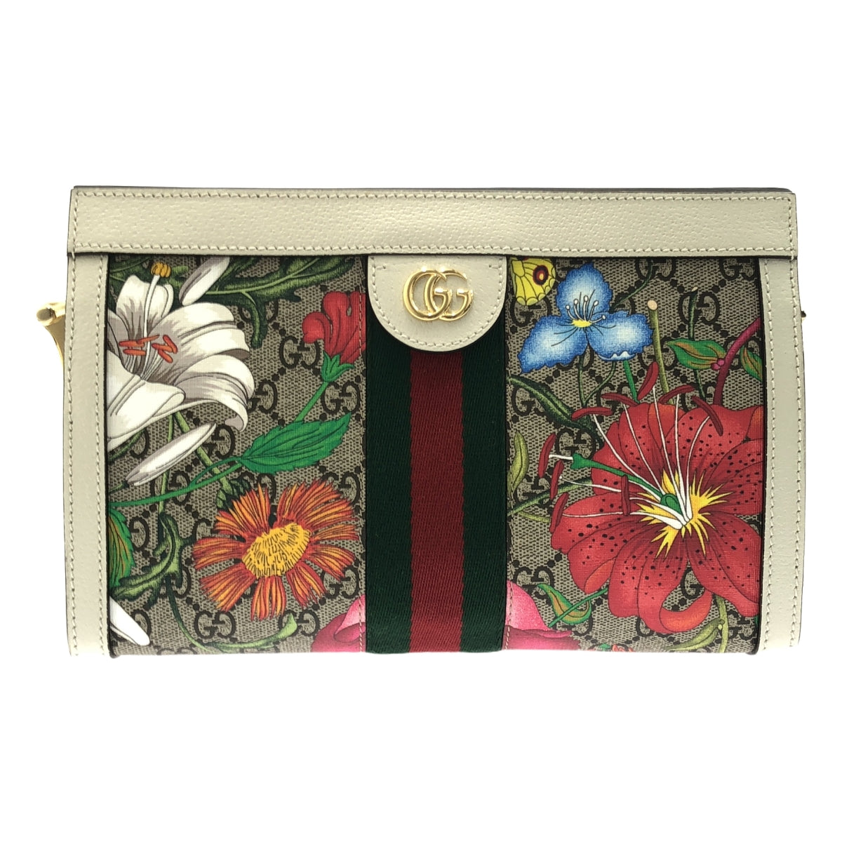 [全新] GUCCI | 503877 Ophidia GG Flora 小號鏈條單肩包 | 白色/米色 | 女款