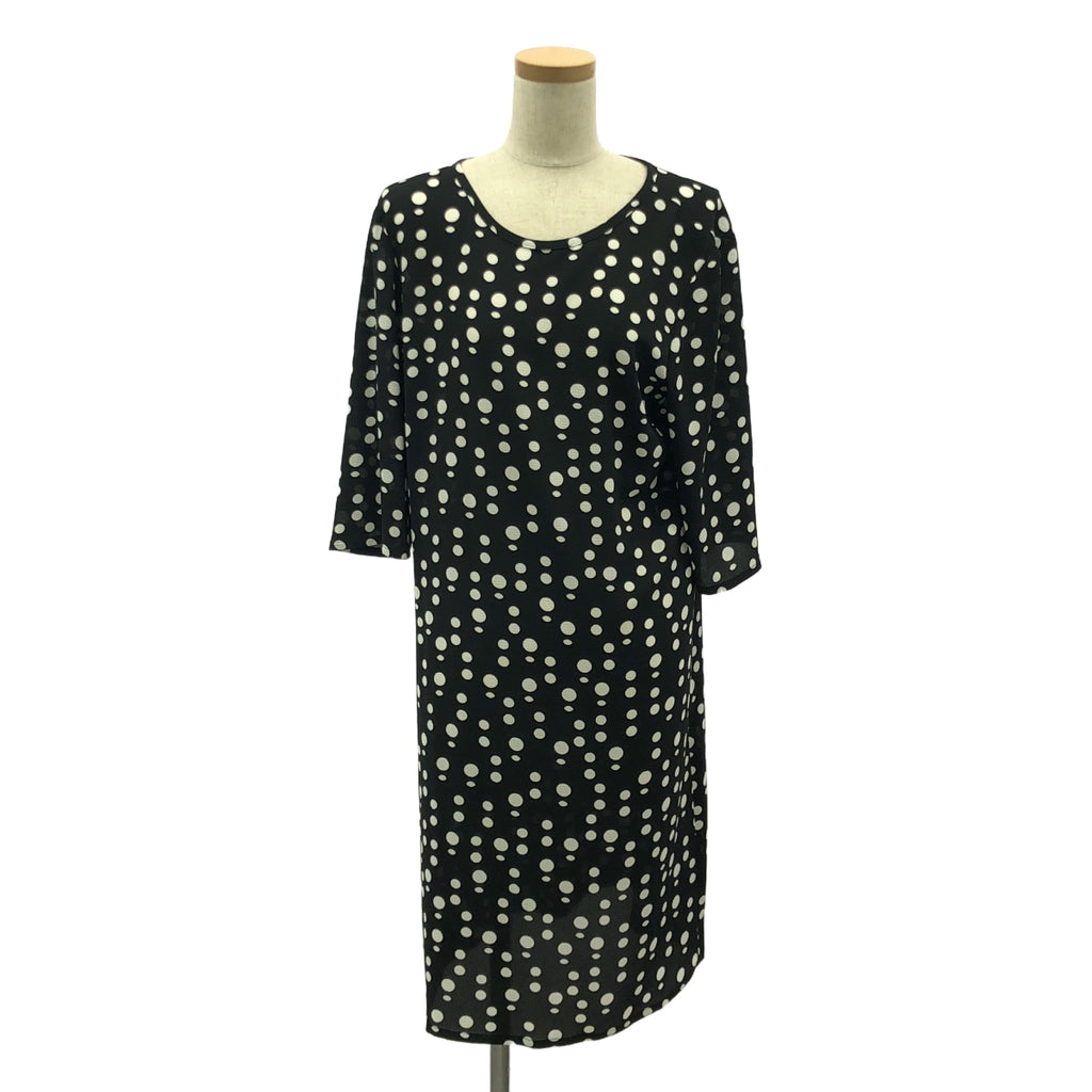 【新品】  Agnes b. / アニエスベー | ノーカラー ドット ワンピース | 38 | ブラック/ホワイト | レディース