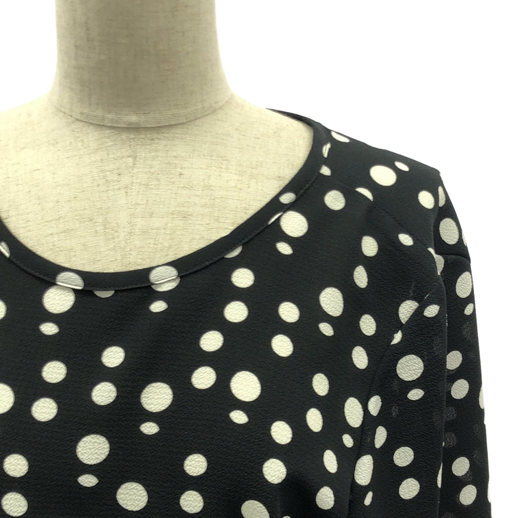【新品】  Agnes b. / アニエスベー | ノーカラー ドット ワンピース | 38 | ブラック/ホワイト | レディース