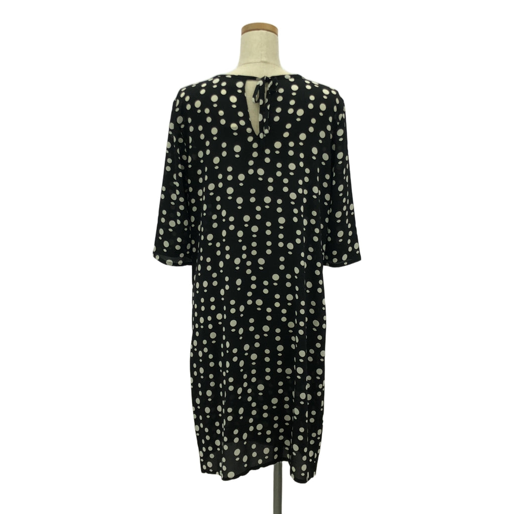 【新品】  Agnes b. / アニエスベー | ノーカラー ドット ワンピース | 38 | ブラック/ホワイト | レディース