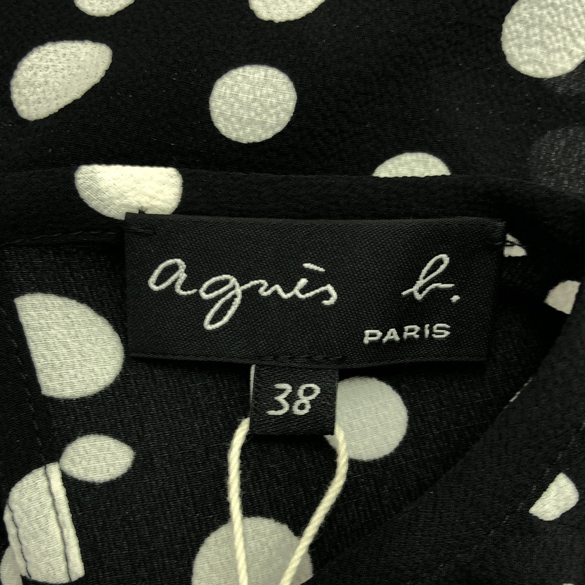 【新品】  Agnes b. / アニエスベー | ノーカラー ドット ワンピース | 38 | ブラック/ホワイト | レディース