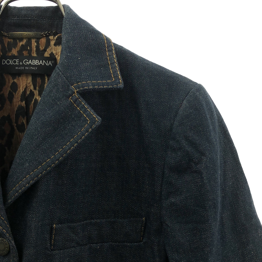DOLCE＆GABBANA / ドルチェ＆ガッバーナドルガバ | レオパードライニング デニムジャケット | 40 | インディゴ | レディース