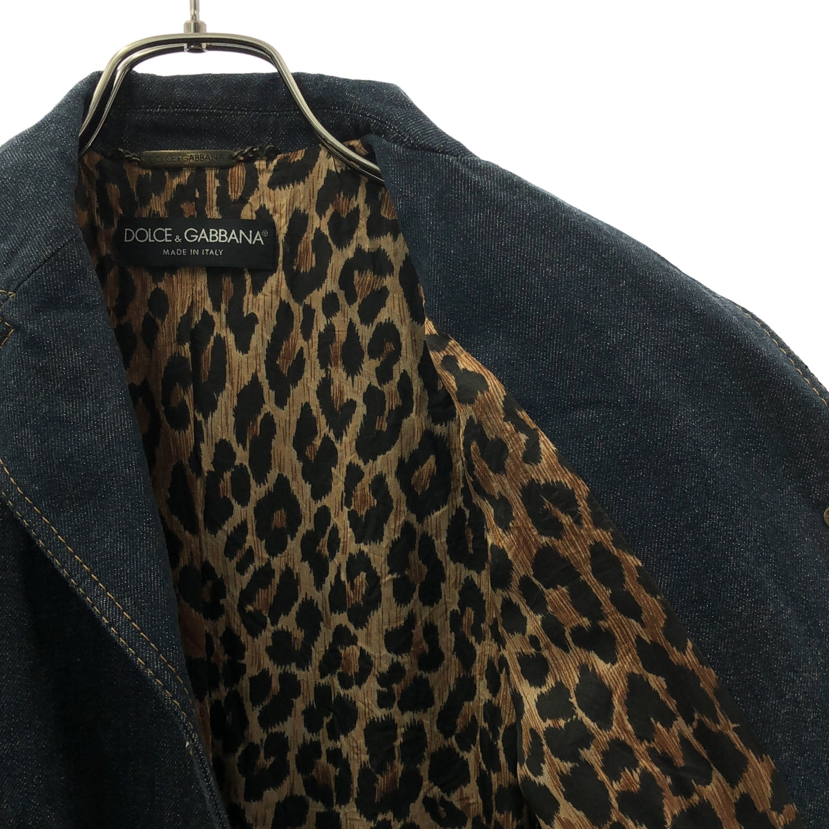 DOLCE＆GABBANA / ドルチェ＆ガッバーナドルガバ | レオパードライニング デニムジャケット | 40 | インディゴ | レディース
