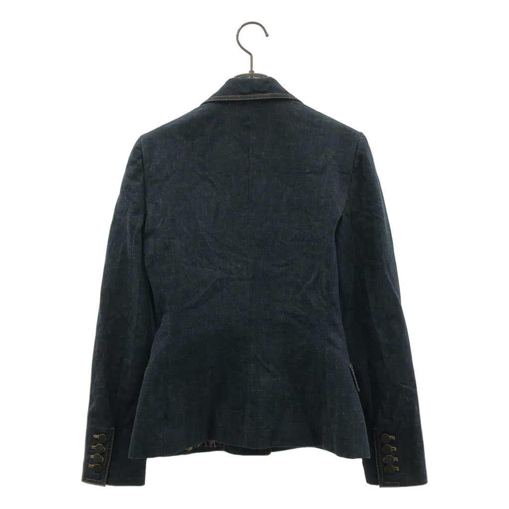 DOLCE＆GABBANA / ドルチェ＆ガッバーナドルガバ | レオパードライニング デニムジャケット | 40 | インディゴ | レディース