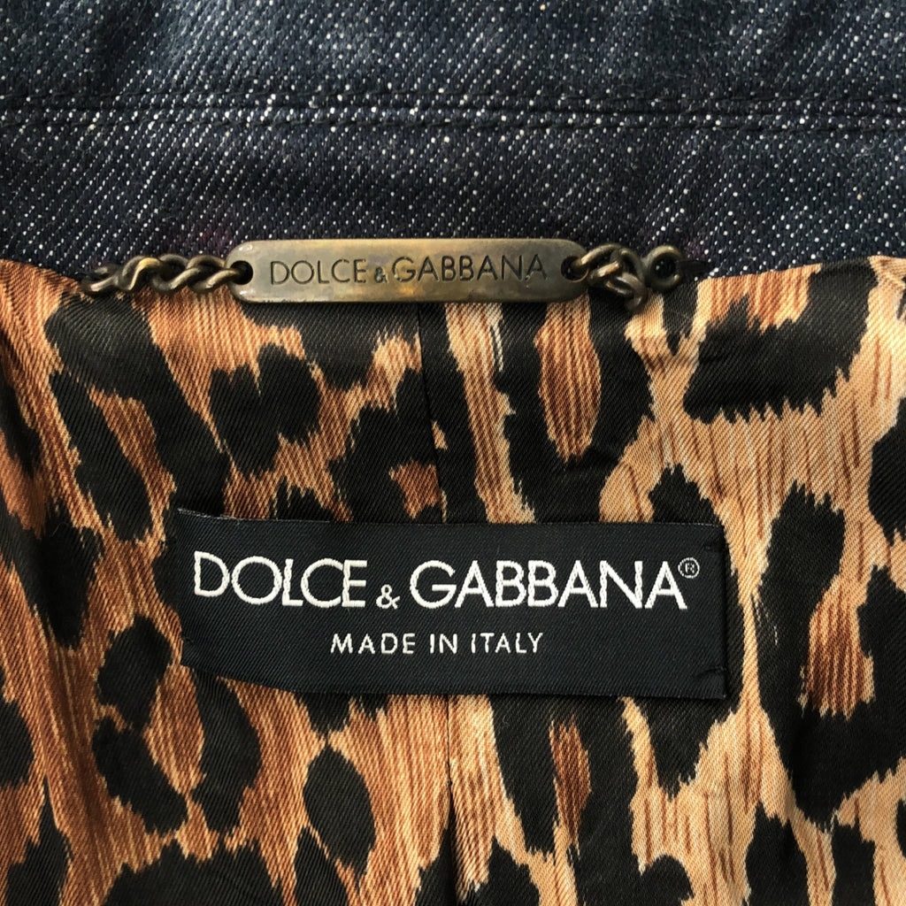 DOLCE＆GABBANA / ドルチェ＆ガッバーナドルガバ | レオパードライニング デニムジャケット | 40 | インディゴ | レディース