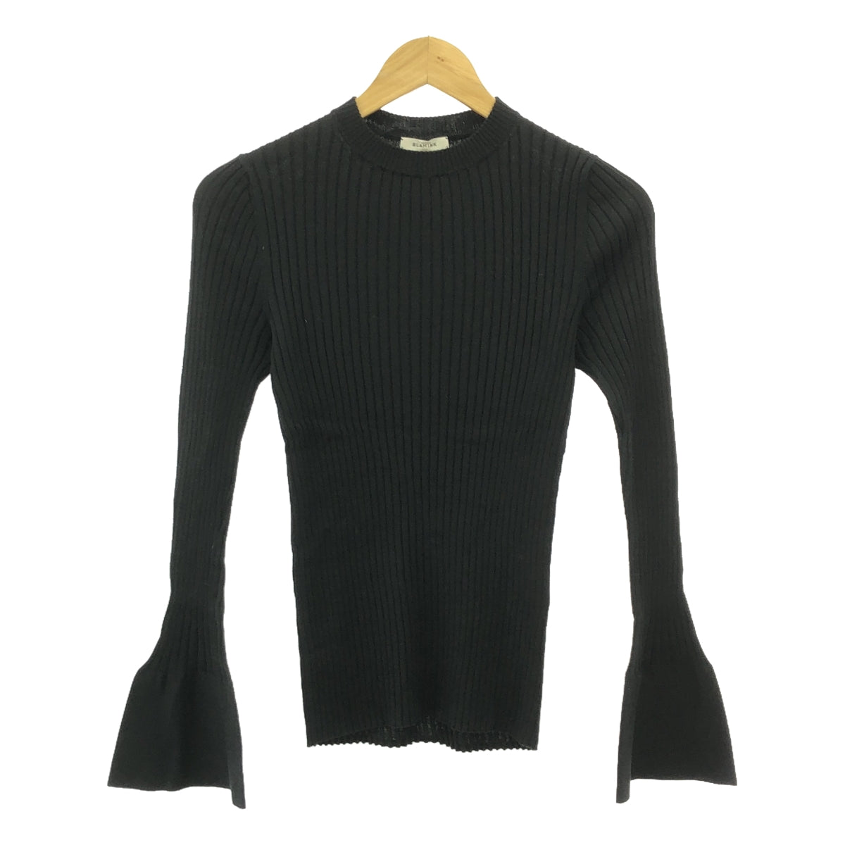 [Good Condition] BLAMINK | Silk Cotton 18G Ribbed Long Sleeve Knit | Size 38 | Black | Women's