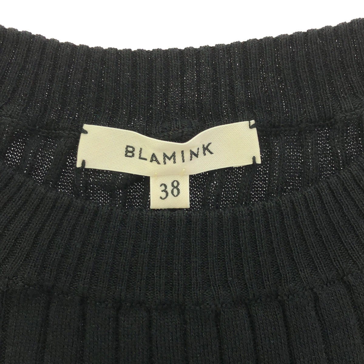 [Good Condition] BLAMINK | Silk Cotton 18G Ribbed Long Sleeve Knit | Size 38 | Black | Women's