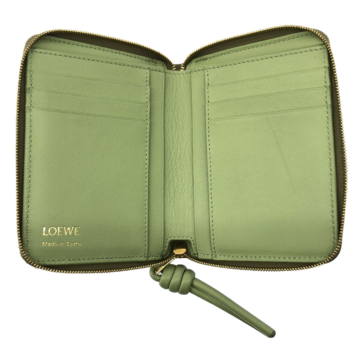 [狀況良好] LOEWE |結緊湊型拉鍊錢包雙折錢包 |粘土綠/酸橙綠|女性的