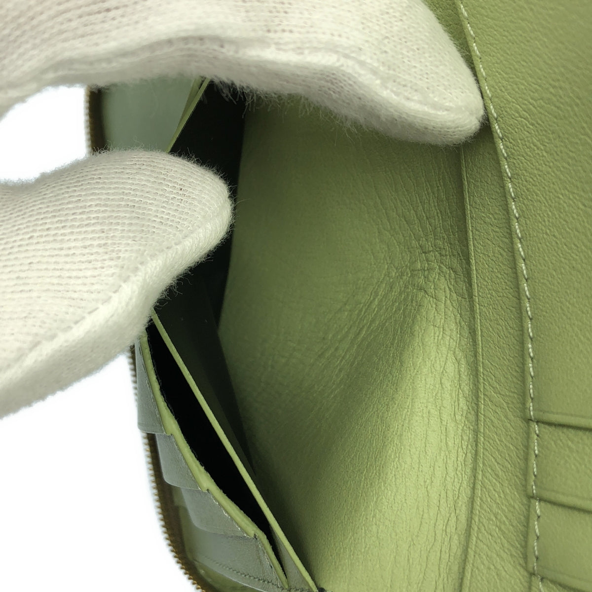 [狀況良好] LOEWE |結緊湊型拉鍊錢包雙折錢包 |粘土綠/酸橙綠|女性的