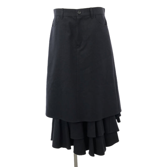 [Good Condition] tricot COMME des GARCONS | 2021SS | Wool Ruffled Hem Long Skirt | M | Navy | Women's