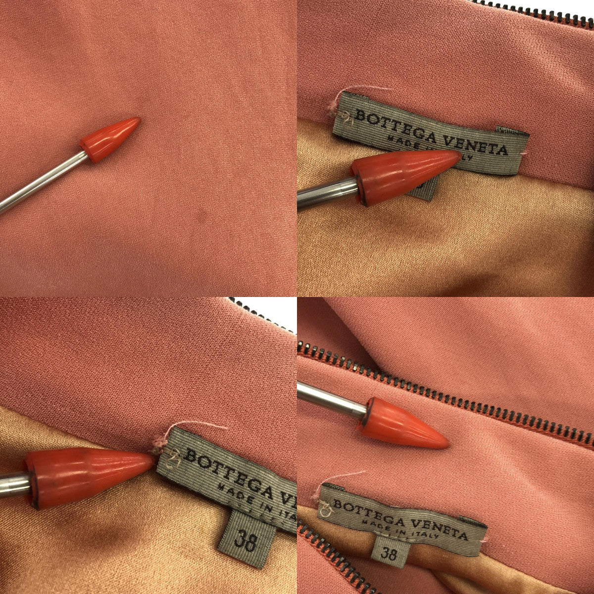 BOTTEGA VENETA / 보테가베네타 | 실크 지퍼 드레스 원피스 / 총 안감 | 38 | 핑크 | 여성