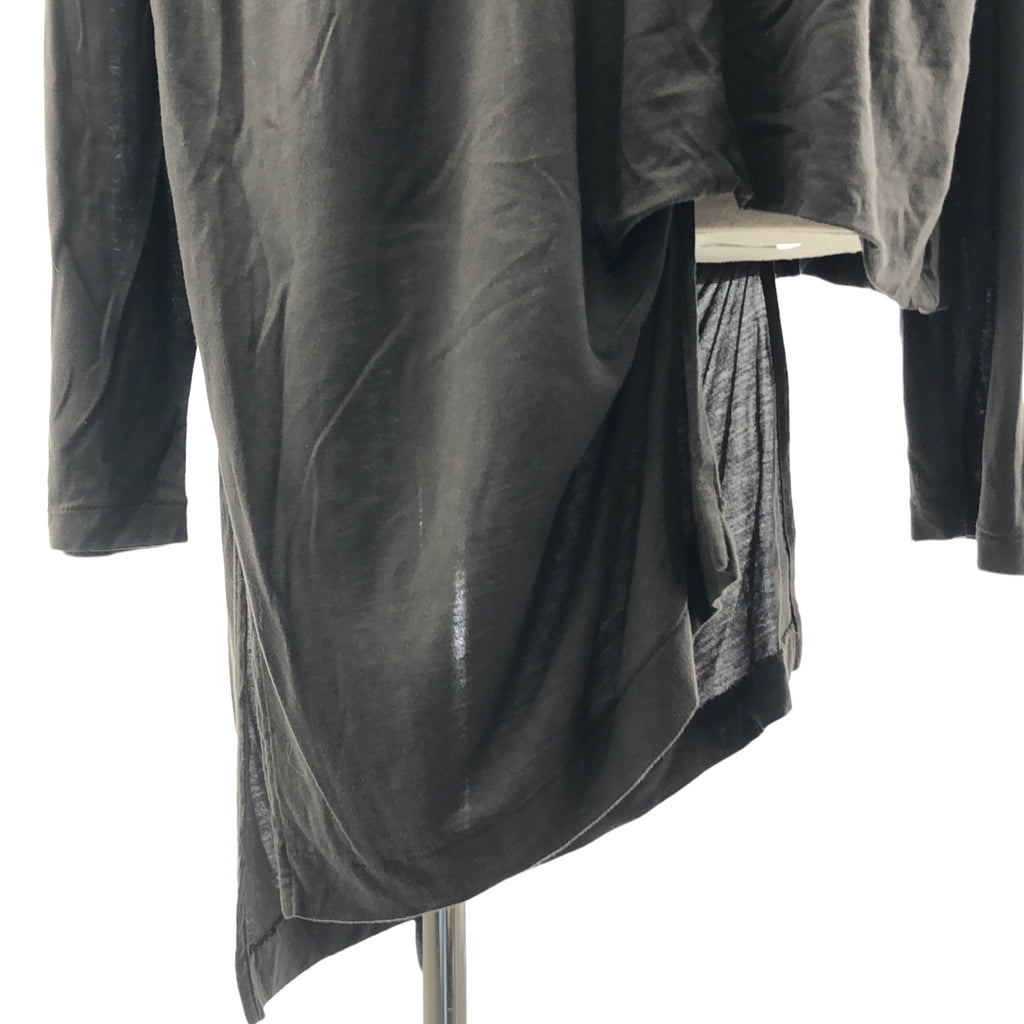 YOHJI YAMAMOTO POUR HOMME / ヨウジヤマモトプールオム | 変形 アシンメトリー クルーネック ロング ニット | オリーブ | メンズ