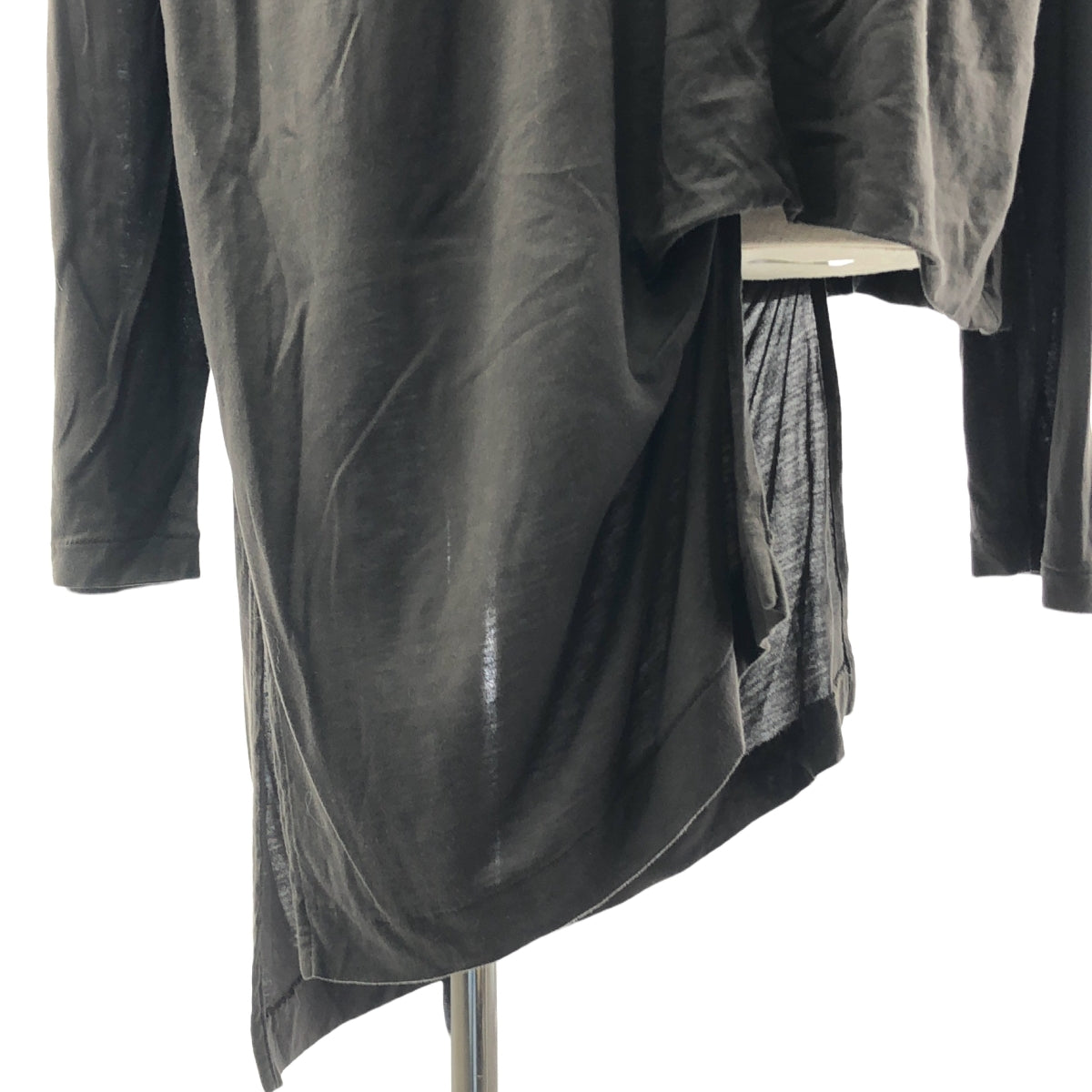 YOHJI YAMAMOTO POUR HOMME / ヨウジヤマモトプールオム | 変形 アシンメトリー クルーネック ロング ニット | オリーブ | メンズ