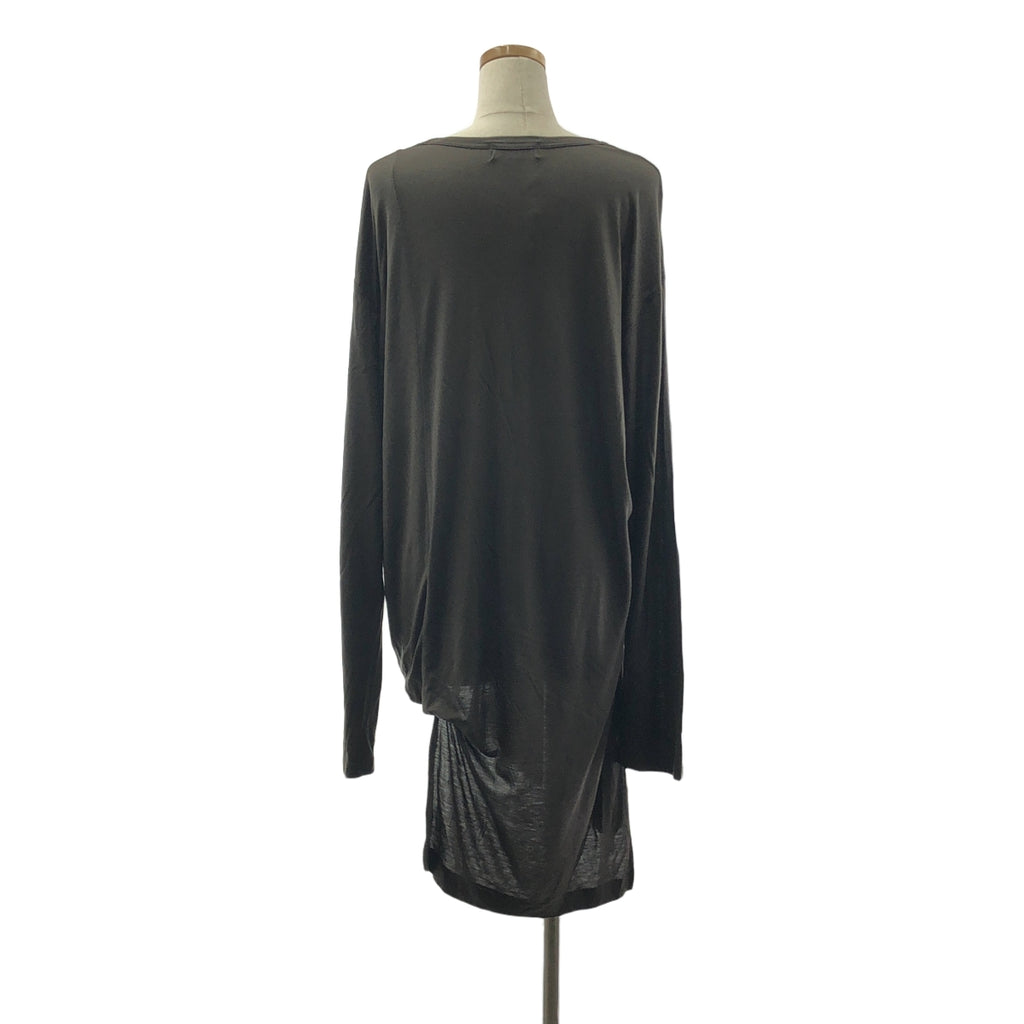 YOHJI YAMAMOTO POUR HOMME / ヨウジヤマモトプールオム | 変形 アシンメトリー クルーネック ロング ニット | オリーブ | メンズ