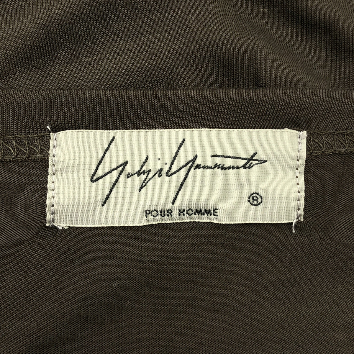 YOHJI YAMAMOTO POUR HOMME / ヨウジヤマモトプールオム | 変形 アシンメトリー クルーネック ロング ニット | オリーブ | メンズ