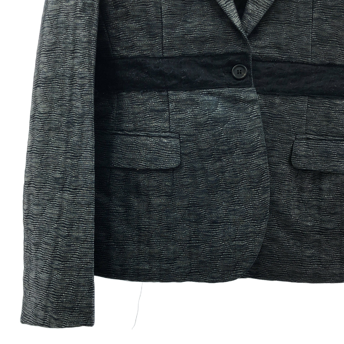 miu miu / ミュウミュウ | ウエストテープ ラメ シフォン 1B テーラードジャケット | 42 | グレー系 | レディース