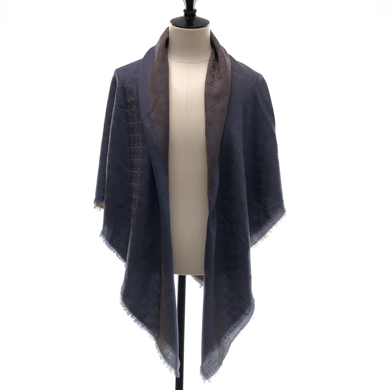 GUCCI / グッチ | 総柄 ジャガード GGロゴ フリンジ 大判 ストール / ユニセックス |