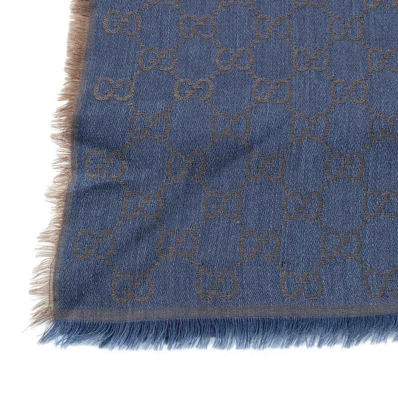 GUCCI / グッチ | 総柄 ジャガード GGロゴ フリンジ 大判 ストール / ユニセックス |