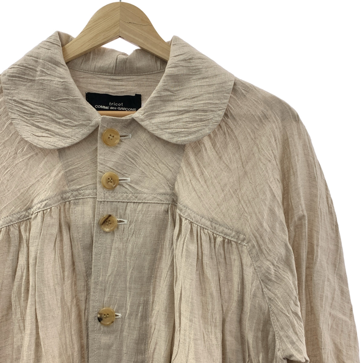 tricot COMME des GARÇONS | 2021 春夏 | 亞麻與尼龍圓領襯衫裙 | M 碼 | 女款