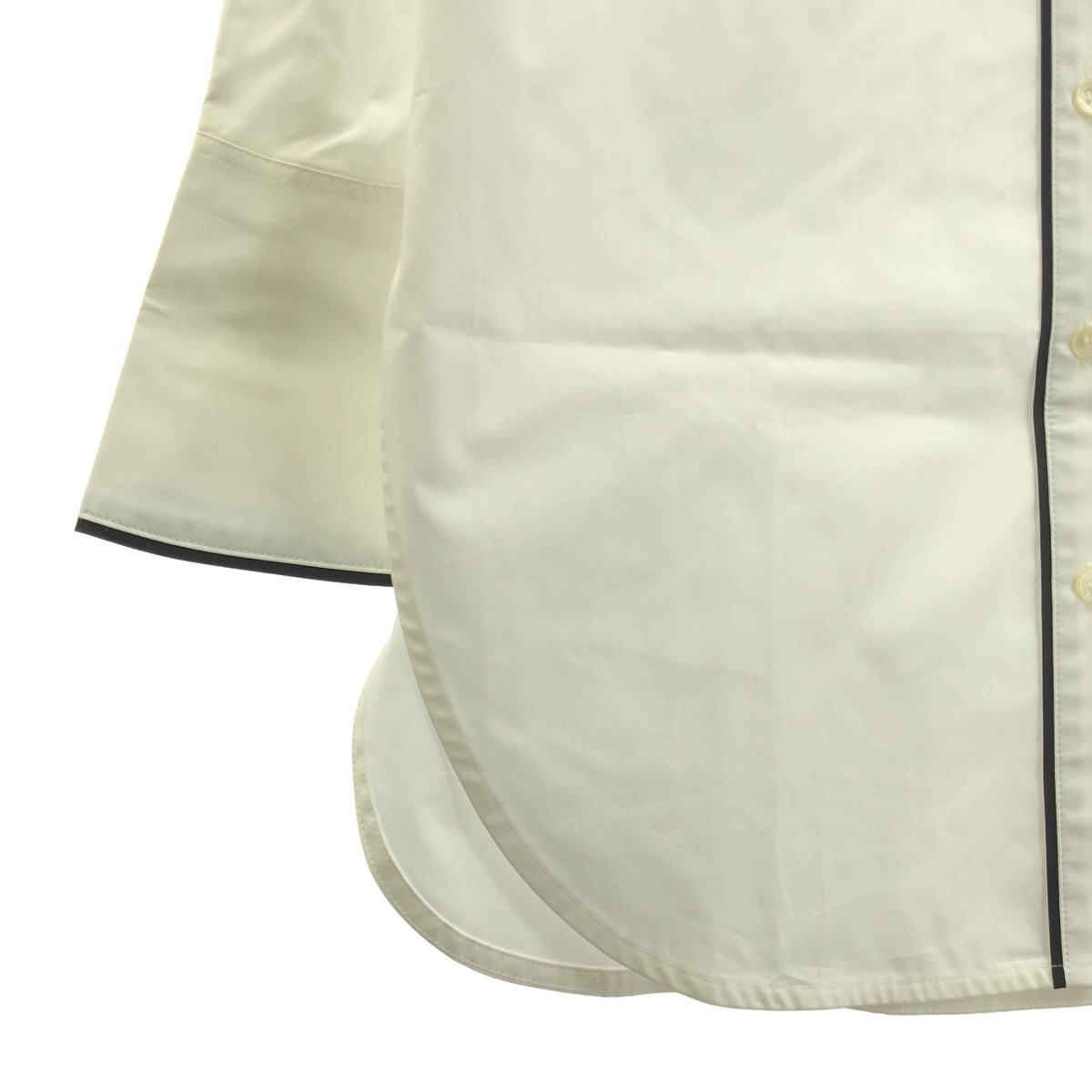 Cen. / セン | コットン バイカラー ロング ノーカラー シャツ | 36 | レディース