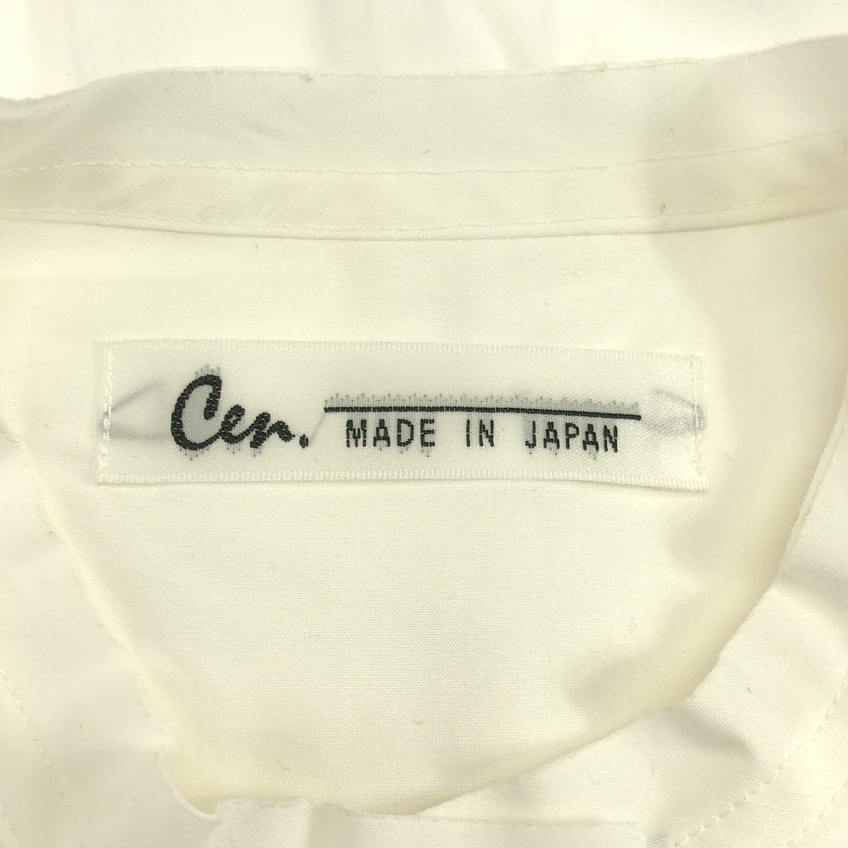 Cen. / セン | コットン バイカラー ロング ノーカラー シャツ | 36 | レディース