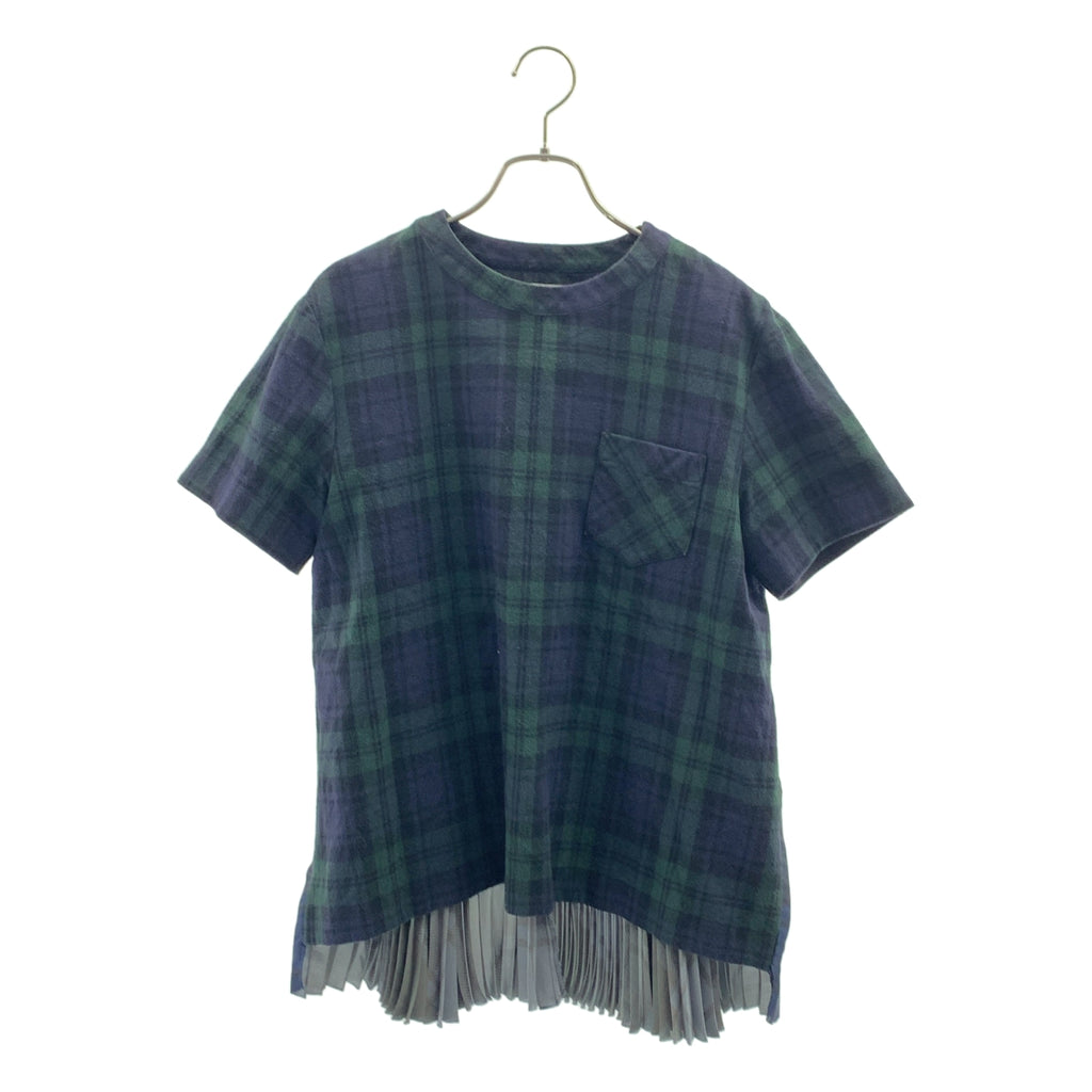 sacai / 사카이 | 체크 백 플리츠 지퍼 풀오버 ​​| 1 | 여성