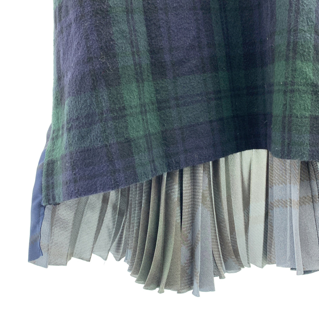 sacai / 사카이 | 체크 백 플리츠 지퍼 풀오버 ​​| 1 | 여성