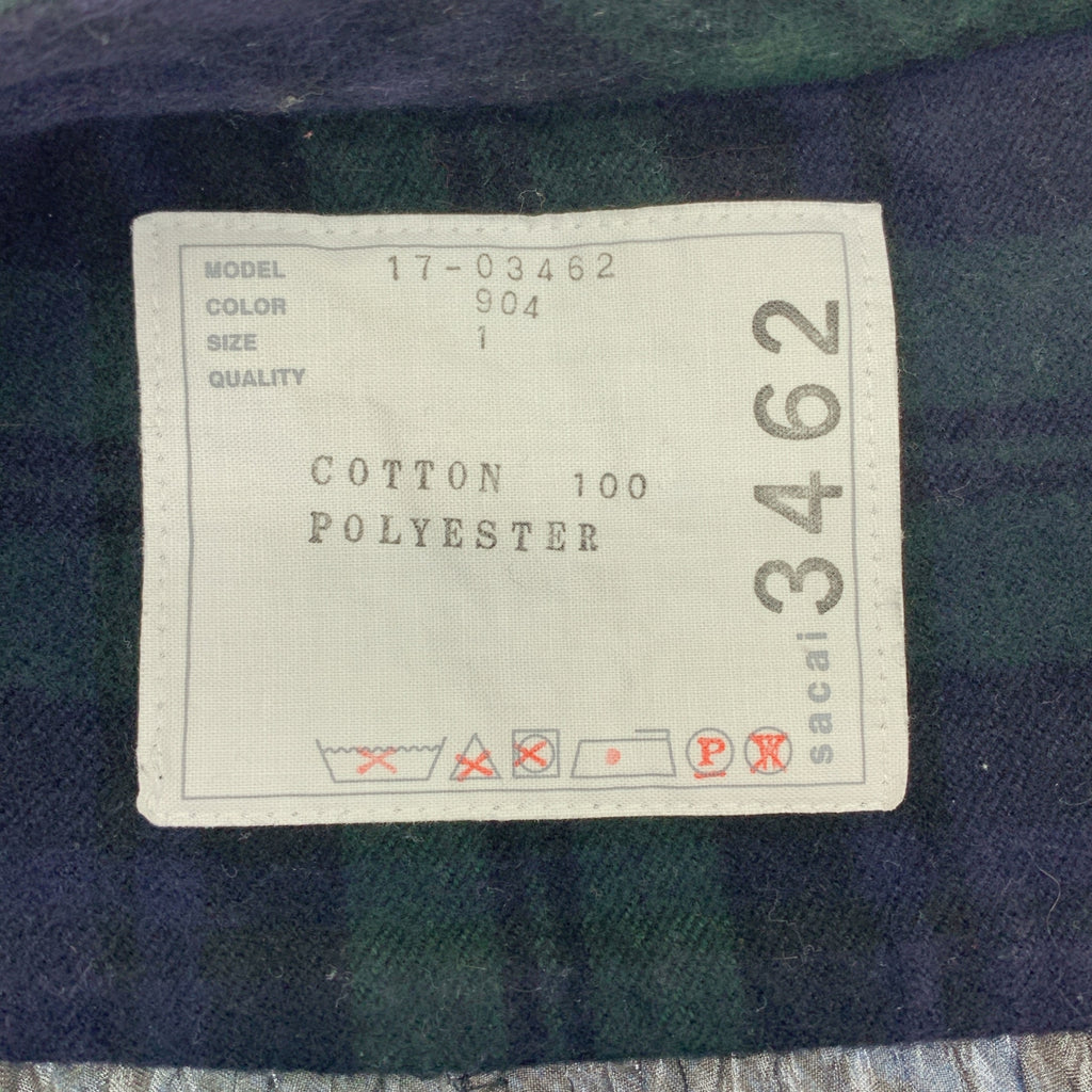 sacai / 사카이 | 체크 백 플리츠 지퍼 풀오버 ​​| 1 | 여성