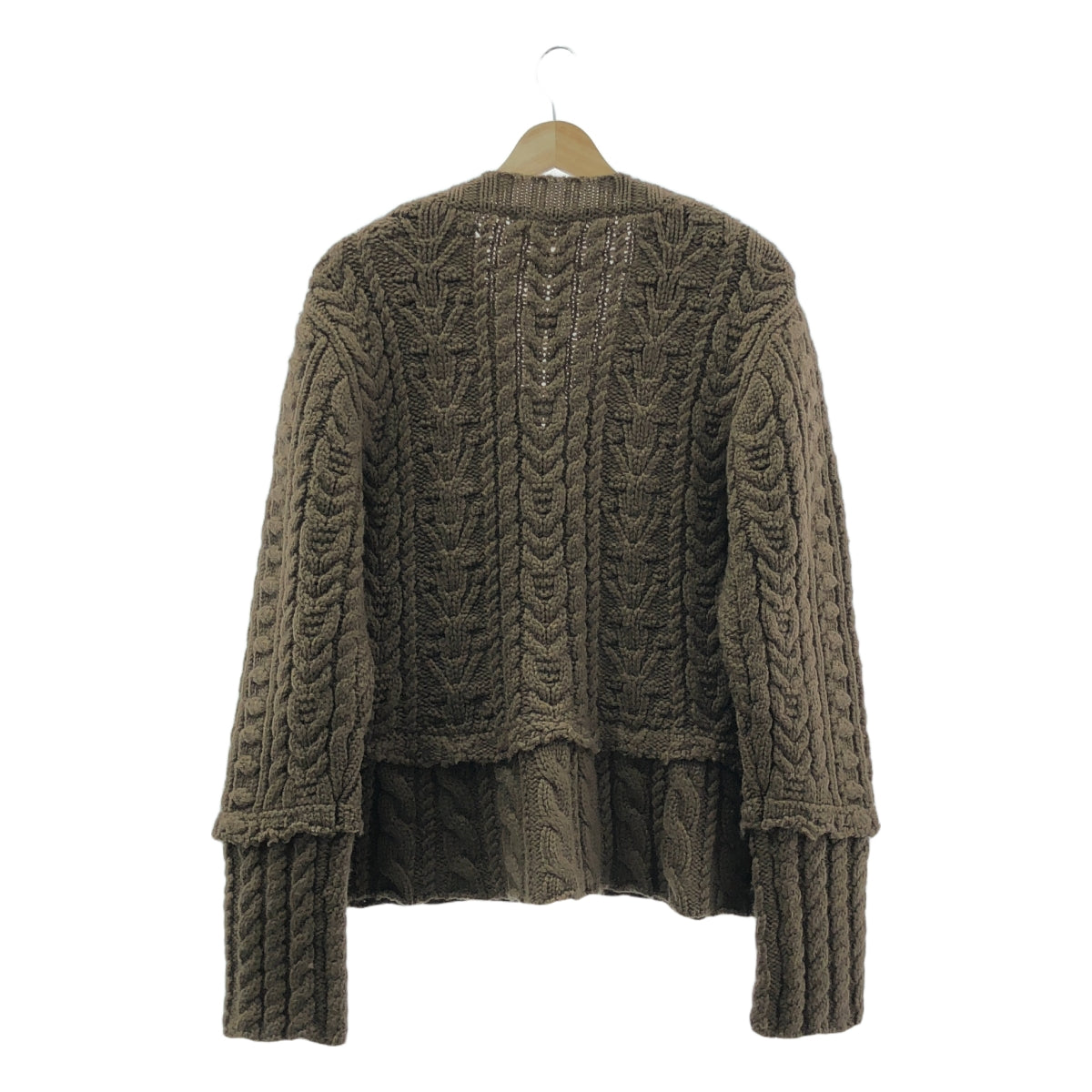【美品】  Uhr / ウーア | 2021AW | Cable V-neck Cardigan / ケーブル ニット カーディガン | F | ブラウン | レディース