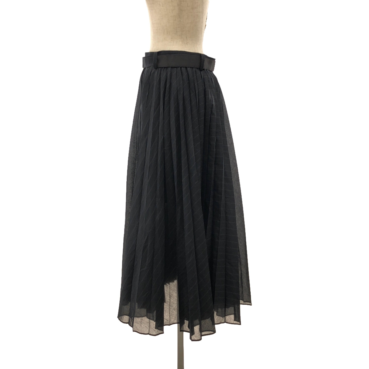 【美品】  sacai / サカイ | 2023SS | Chalk Stripe Skirt プリーツ ロングスカート | 1 | ネイビー | レディース