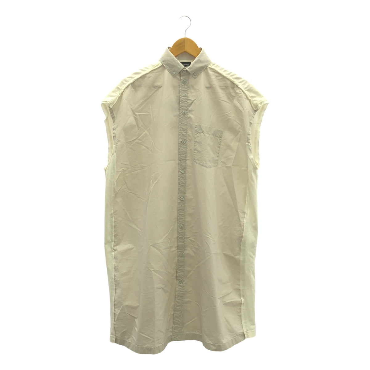 [狀況良好] 巴黎世家 | 2024SS |超大號棉質襯衫裙 |無袖襯衫裙 | 2 |米色 x 白色 |女性的