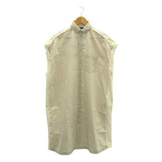 [Good Condition] BALENCIAGA | 2024SS | Oversized cotton shirt dress | Sleeveless shirt dress | 2 | Beige x White | Women's