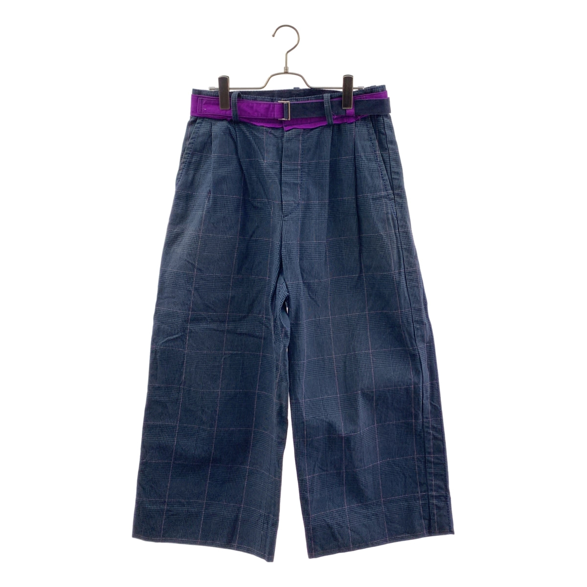 sacai / 사카이 | 벨티드 체크 와이드 팬츠 | 2 | 남성