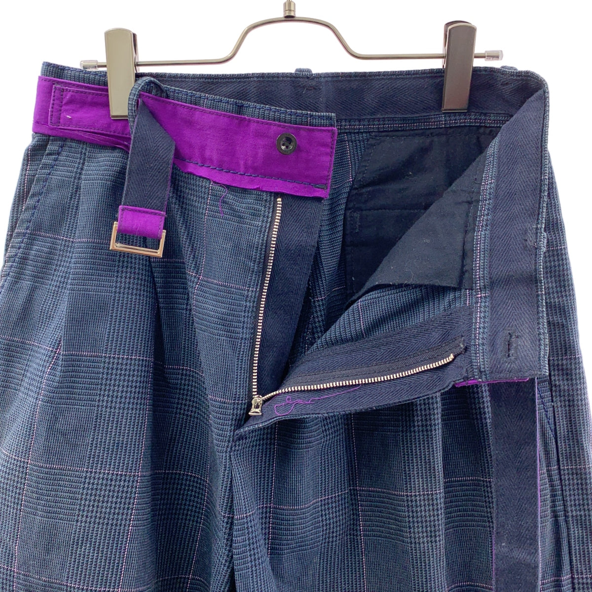 sacai / 사카이 | 벨티드 체크 와이드 팬츠 | 2 | 남성