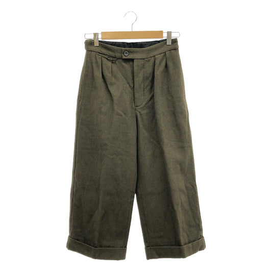 MHL. / MHL Margaret Howell | WOOL COTTON DRILL Wool Cotton Cropped Wide Pants | 1 | Khaki | Women's
