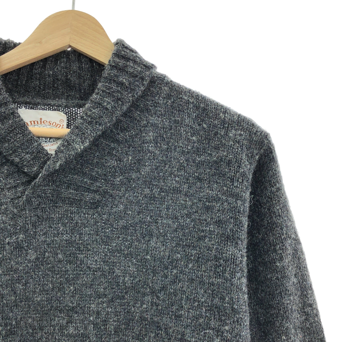 Jamieson's | 羊毛披肩領針織毛衣 | 灰色 | 男款